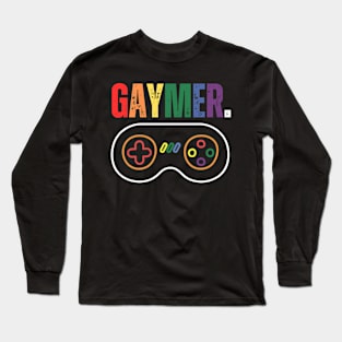 Gaymer - rainbow lettering and games controller Long Sleeve T-Shirt